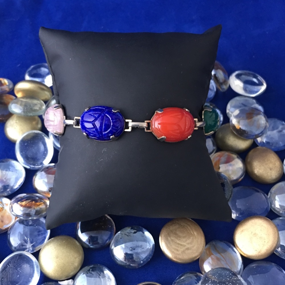 Vintage Scarab Bracelet Signed “Thorn Jewelry”